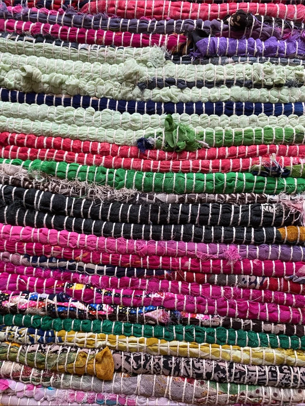 Handwoven Multicolor Rag Rug - Vibrant Stripes